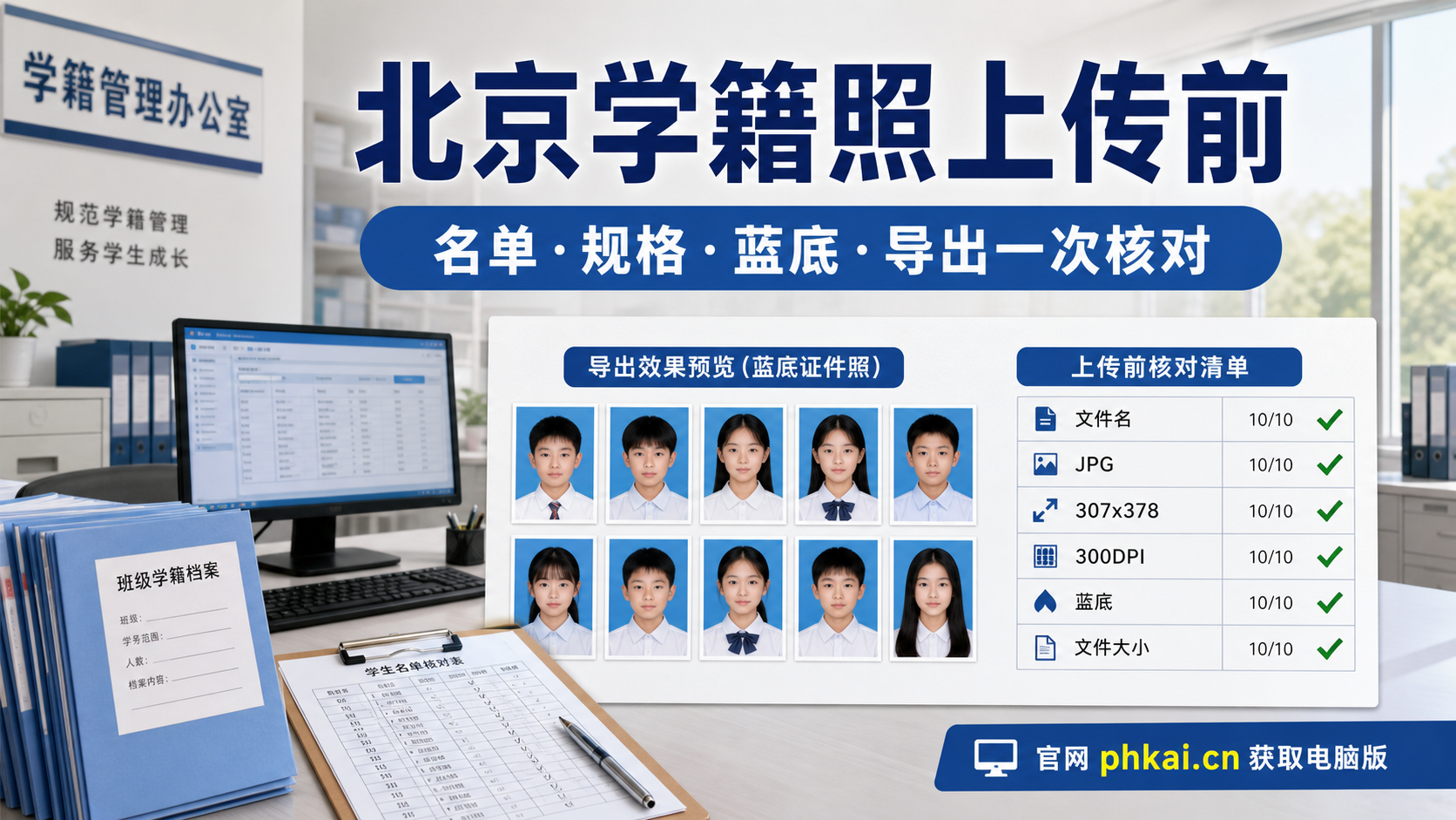 北京市中小学接到学籍照通知,学籍拍照助手电脑版怎么按名单采集导出?
