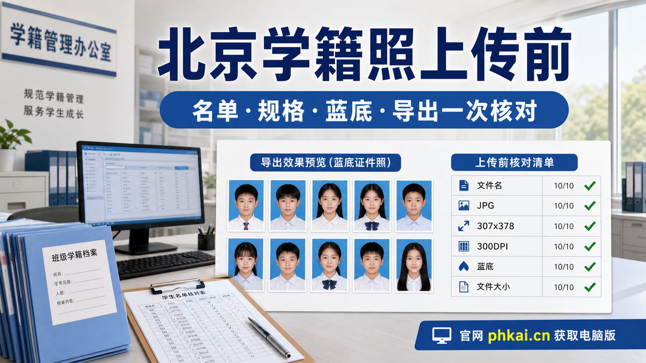 北京市中小学学籍照怎么采集?学籍拍照助手电脑版AI换蓝底导出