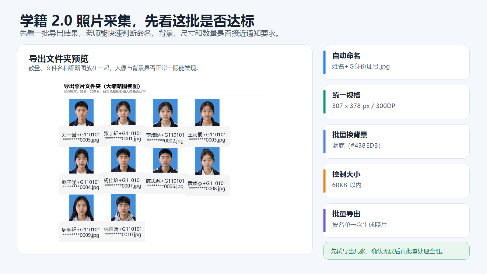 批量处理后的学籍照导出结果