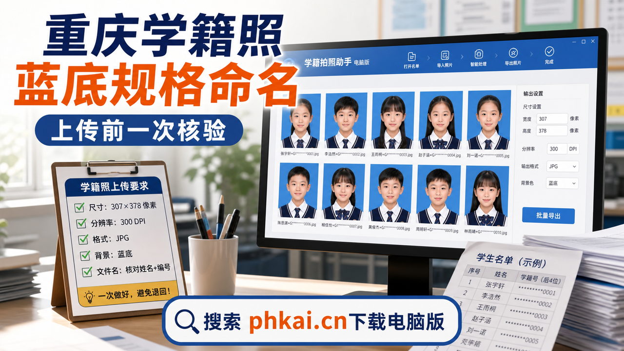 重庆市中小学多校区补拍学籍照怕混?学籍拍照助手电脑版采集窗口自动命名