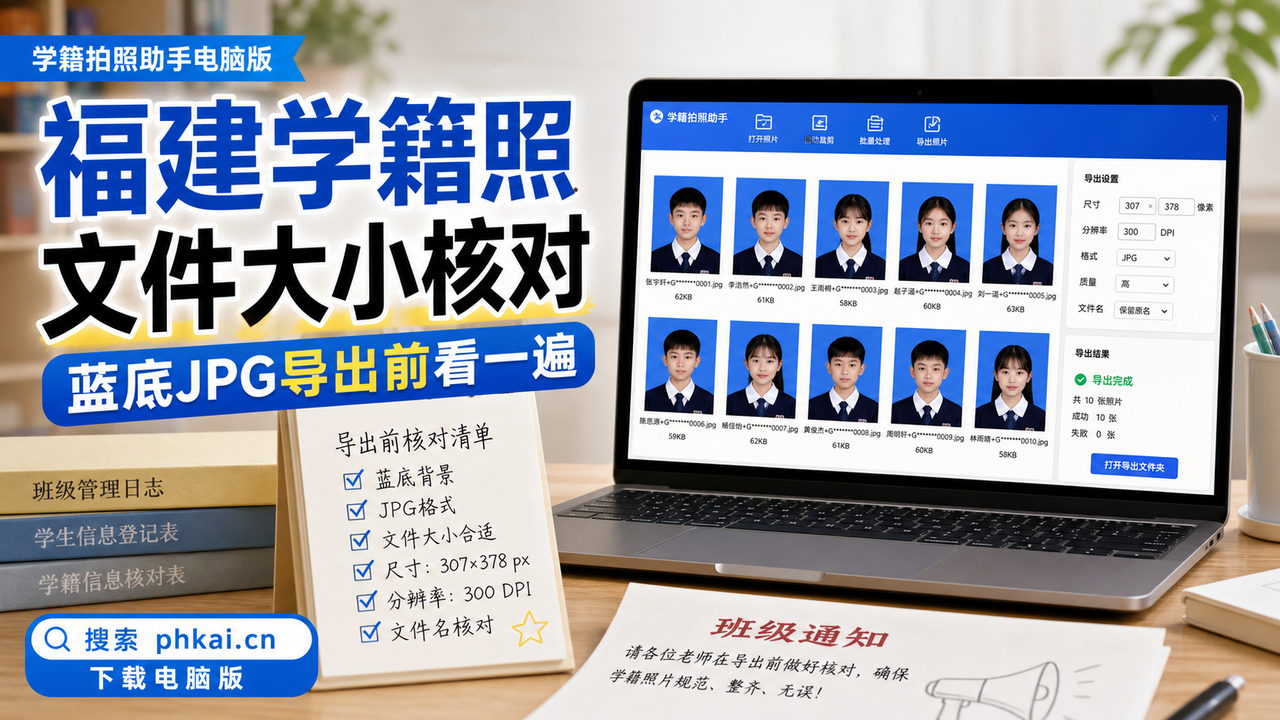 福建省中小学没有蓝底布怎么采学籍照?学籍拍照助手电脑版AI裁切换底导出