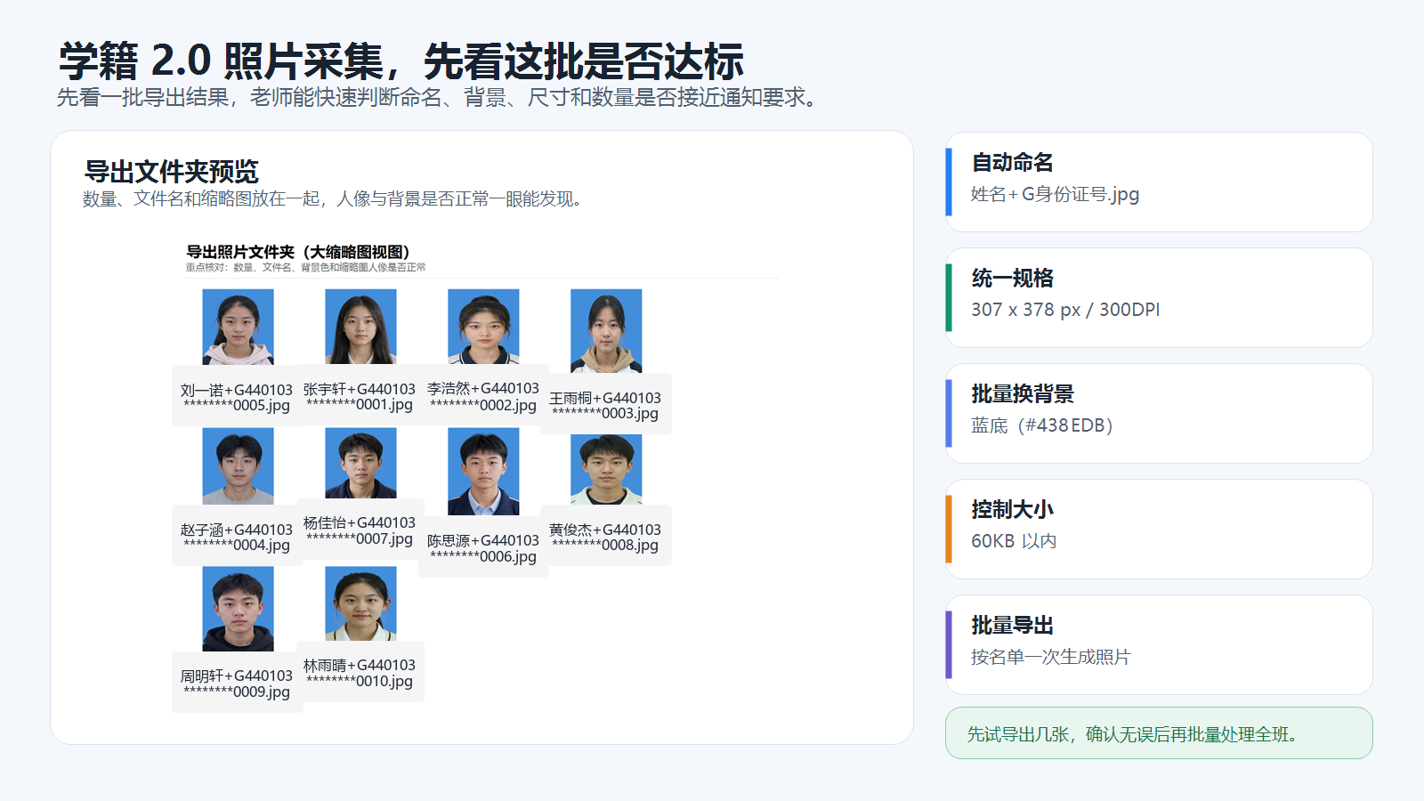 批量处理后的学籍照导出结果