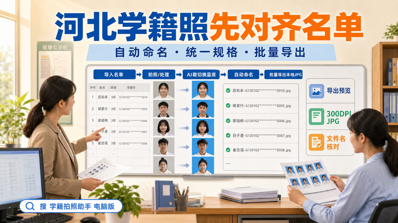 河北省中小学学籍2.0学籍照怎么采集?学籍拍照助手电脑版按姓名+学籍号导出
