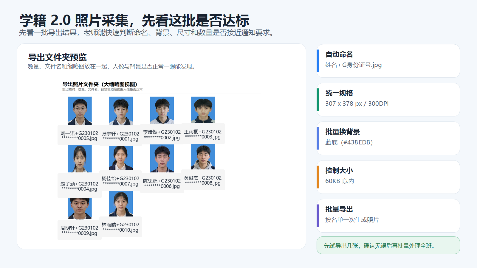 批量处理后的学籍照导出结果