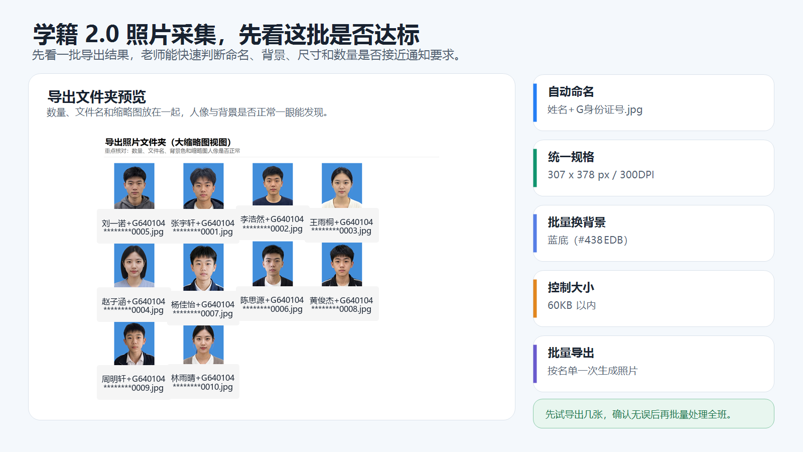 批量处理后的学籍照导出结果