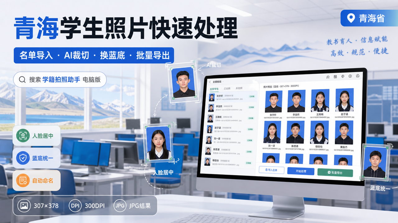青海省中小学学籍照上传前查尺寸DPI?学籍拍照助手电脑版采集导出后核验