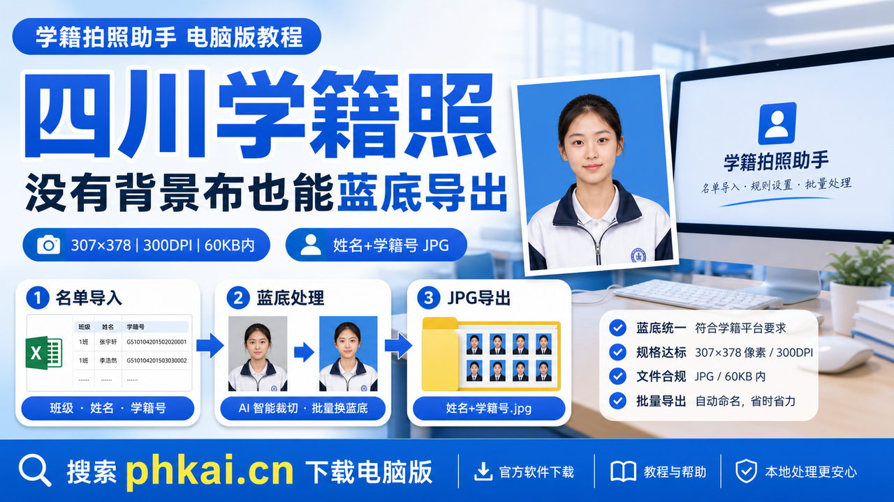 四川省中小学多班学籍照交接怕错名?学籍拍照助手电脑版按名单采集导出