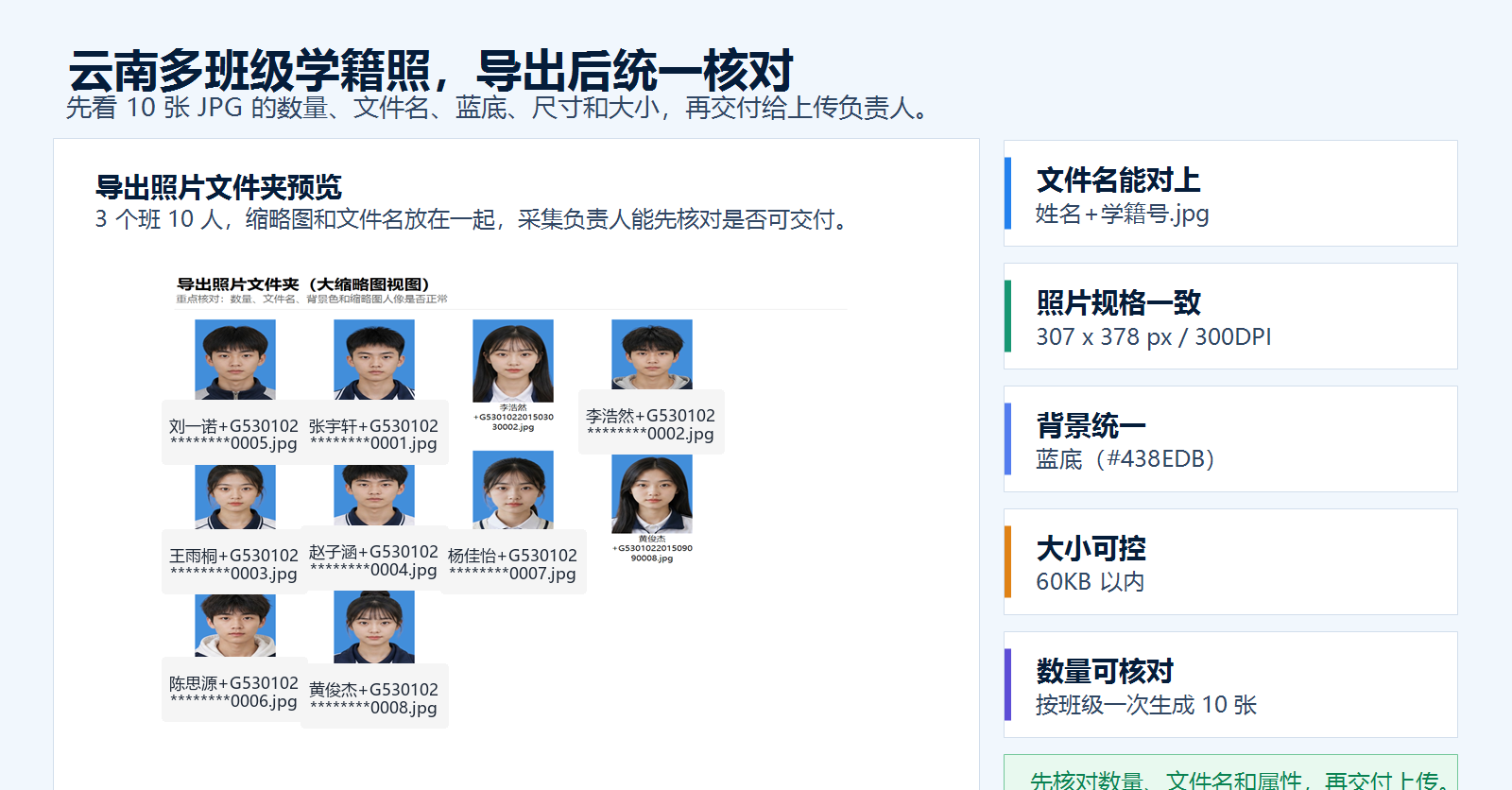 批量处理后的学籍照导出结果