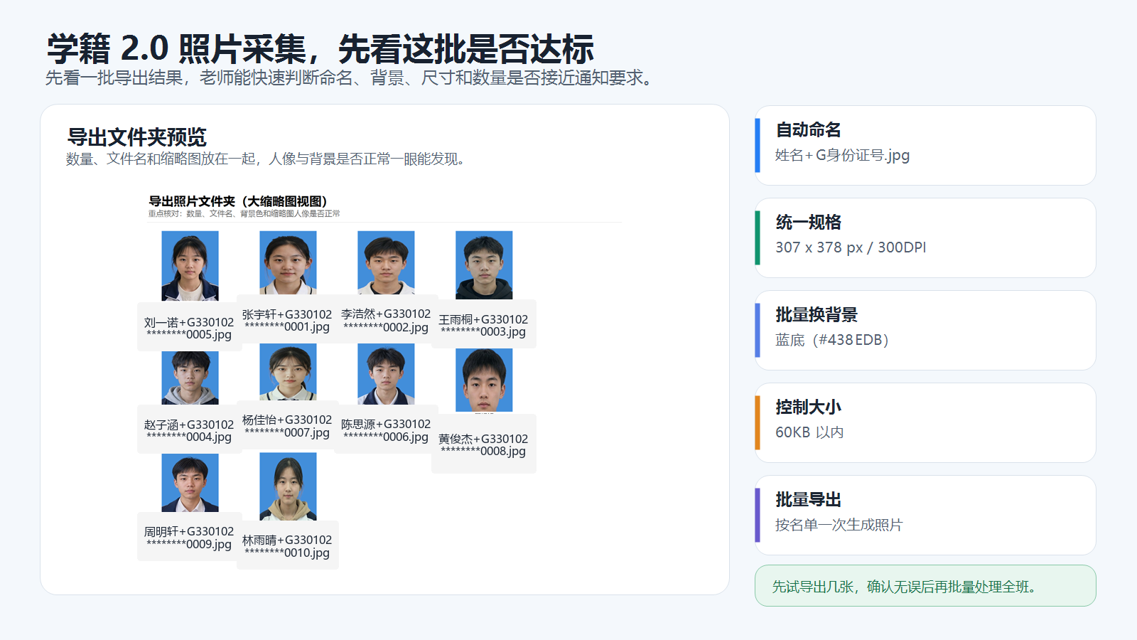 批量处理后的学籍照导出结果